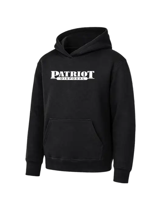 Youth Black 7.8 oz Pullover Hooded Sweatshirt w/Patriot Disposal Logo