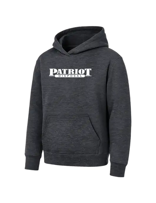 Youth Dark Heather Grey 7.8 oz Pullover Hooded Sweatshirt w/Patriot Disposal Logo