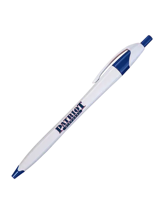 Novella White/Royal Classic Pen - Blue Ink w/Patriot Disposal Logo