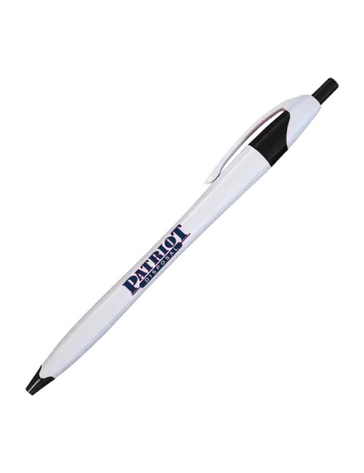 Novella White/Black Classic Pen - Blue Ink w/Patriot Disposal Logo