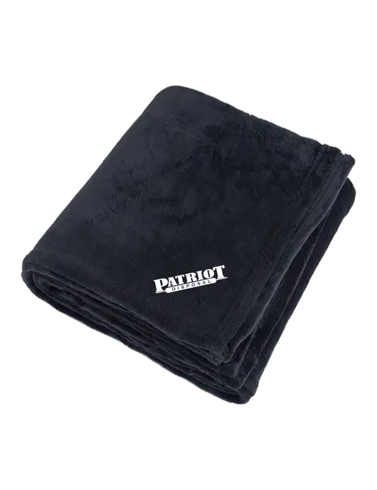 Oversized Deep Black Ultra Plush Blanket w/Patriot Disposal Logo