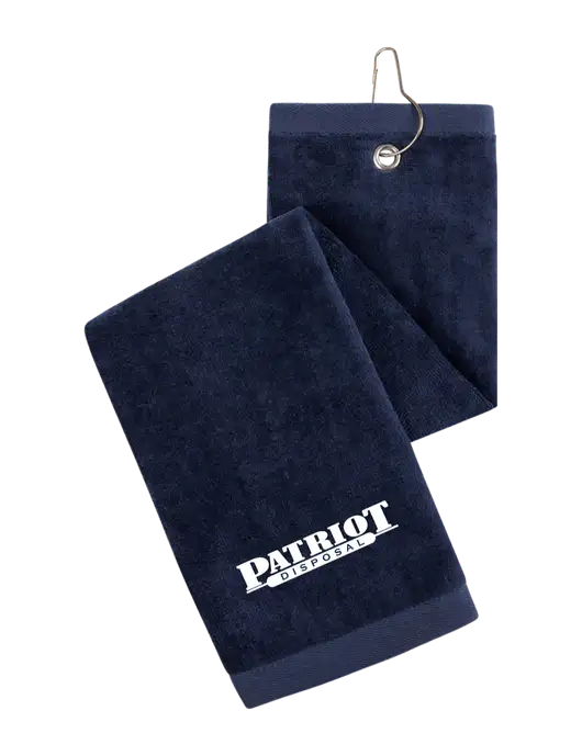 Navy Tri-Fold Golf Towel with Grommet w/Patriot Disposal Logo