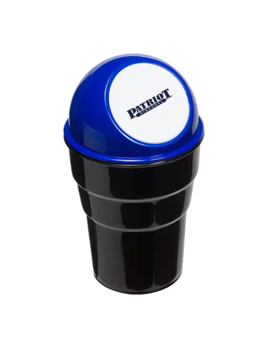 Blue Car Cup Holder Trash Can w/Patriot Disposal Logo