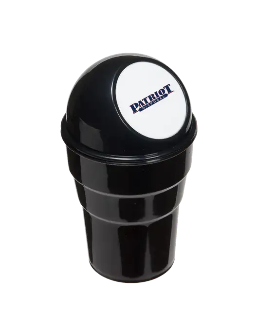 Black Car Cup Holder Trash Can w/Patriot Disposal Logo