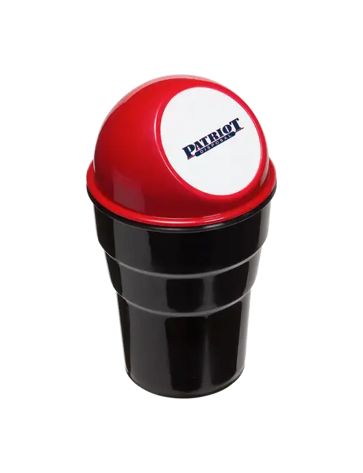 Red Car Cup Holder Trash Can w/Patriot Disposal Logo