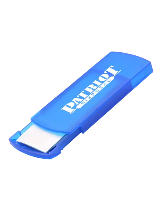 Slide Right Blue Bandage Dispenser w/Patriot Disposal Logo