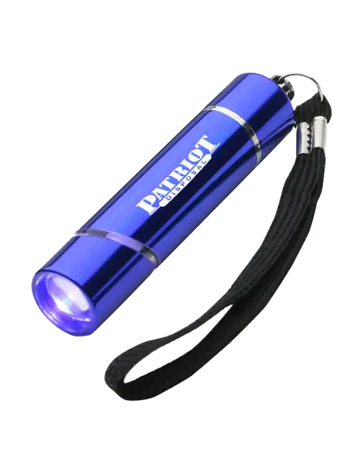 Blue Aluminum Scope LED Flashlight w/Patriot Disposal Logo