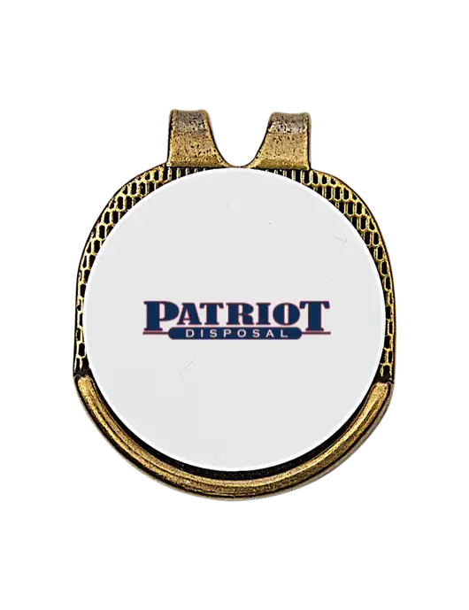 Antique Gold Hat Clip w/Golf Ball Marker w/Patriot Disposal Logo
