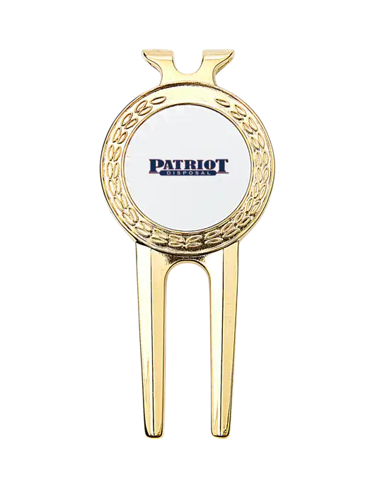 Gold Divot Tool, 1.5 x 3 w/Patriot Disposal Logo