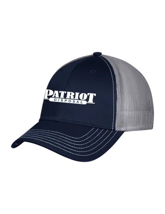 Navy & Grey Mesh Trucker Cap Snap Back w/Patriot Disposal Logo