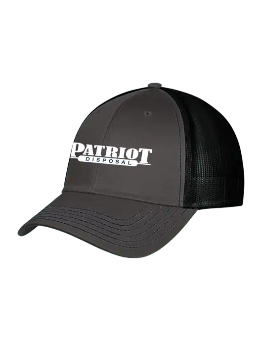 Charcoal & Black Mesh Trucker Cap Snap Back w/Patriot Disposal Logo