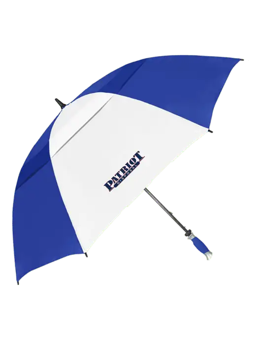 Royal/White Vented Typhoon Tamer Golf Umbrella w/Patriot Disposal Logo