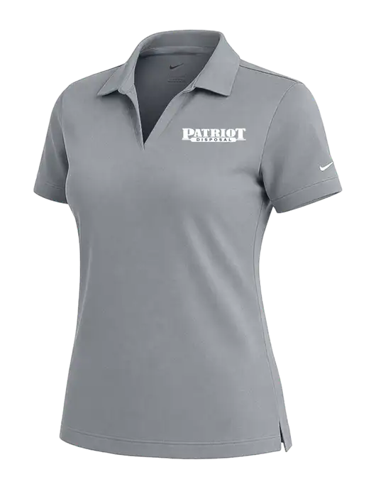 NIKE Medium Grey Womens Dri-Fit Micro Pique Polo w/Patriot Disposal Logo
