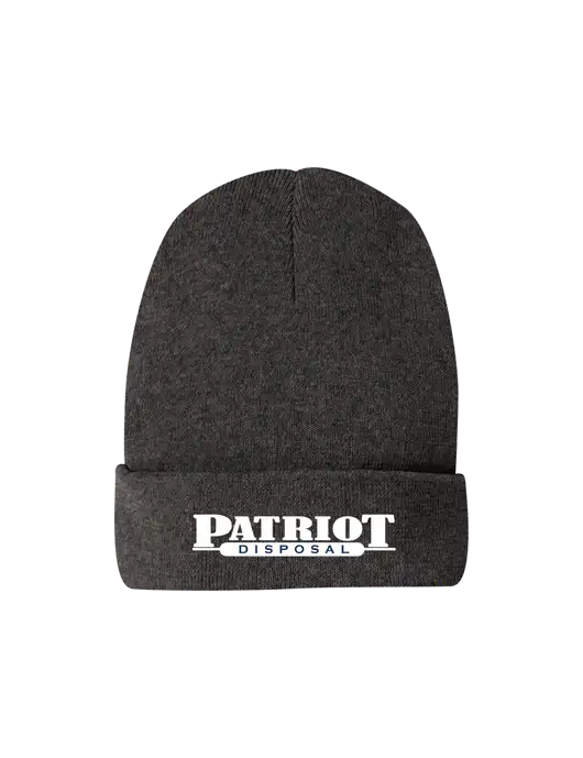 Recycled Charcoal Heather Beanie w/Patriot Disposal Logo