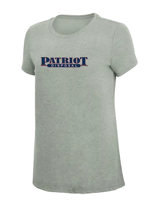 Womens Simply Soft Heathered Light Grey 4.5oz Poly/Combed Ring Spun Cotton T-Shirt w/Patriot Disposal Logo