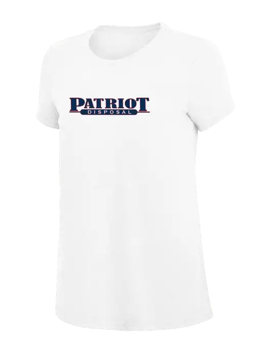 Womens Simply Soft White 4.5oz Poly/Combed Ring Spun Cotton T-Shirt
 w/Patriot Disposal Logo