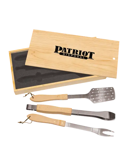 Wood BBQ Gift Set w/Patriot Disposal Logo