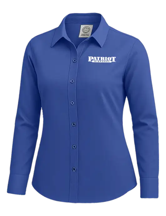 Brooks Brothers Womens Royal Blue Wrinkle-Free Stretch Nailhead Shirt w/Patriot Disposal Logo