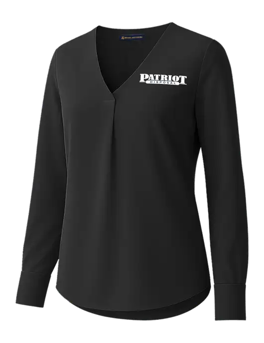 Brooks Brothers Womens Black Open-Neck Satin Blouse  w/Patriot Disposal Logo