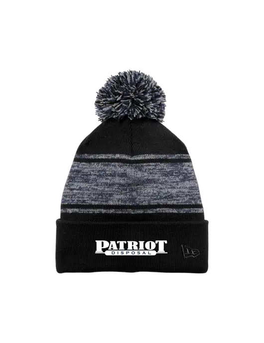 New Era Black/Navy Knit Chilled Pom Beanie w/Patriot Disposal Logo