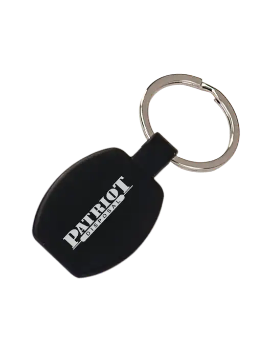 Black Laserable Rounded Rectangle Keychain w/Patriot Disposal Logo