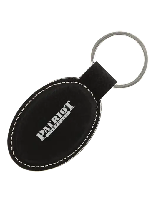 Black Leatherette Oval Keychain w/Patriot Disposal Logo