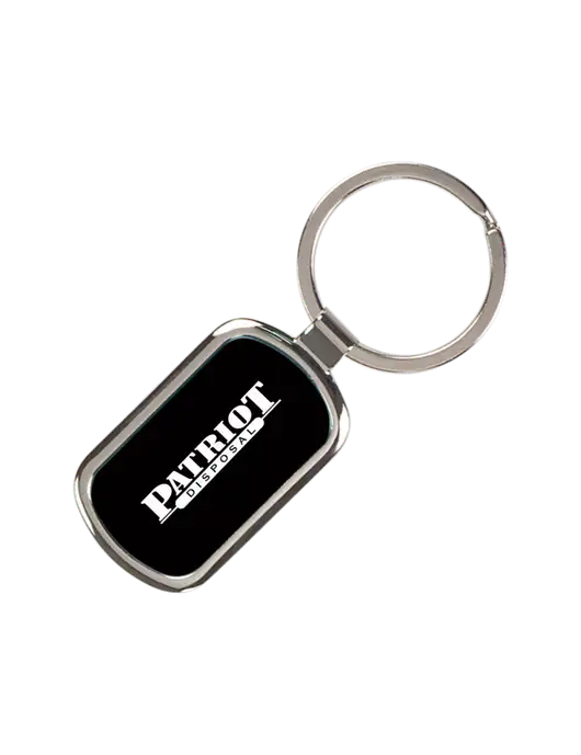 Black Laserable Rectangle Keychain w/Patriot Disposal Logo