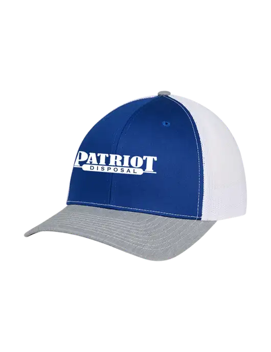 Richardson Adjustable Snapback Original 112 Trucker Cap Royal/HeatherGrey/White Mesh w/Patriot Disposal Logo