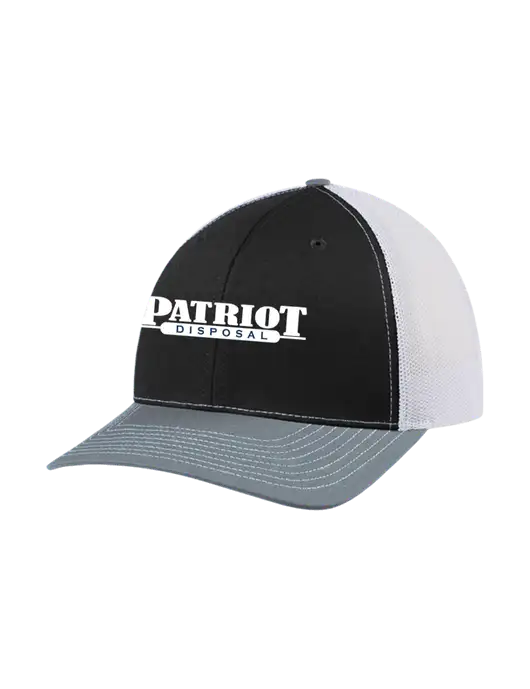 Richardson Adjustable Snapback Original 112 Trucker Cap Black/Light Heather Grey/White Mesh w/Patriot Disposal Logo
