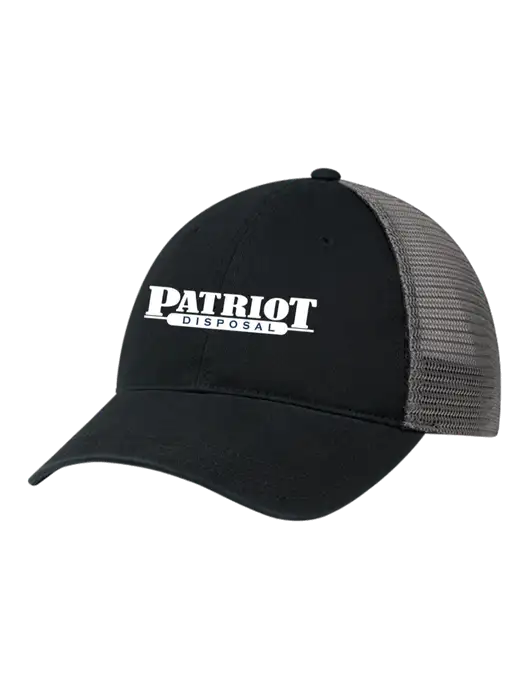 Richardson 111 Garment Washed Trucker Cap Black w/Charcoal Mesh w/Patriot Disposal Logo