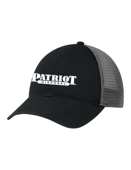 Richardson 111 Garment Washed Trucker Cap Black w/Charcoal Mesh w/Patriot Disposal Logo