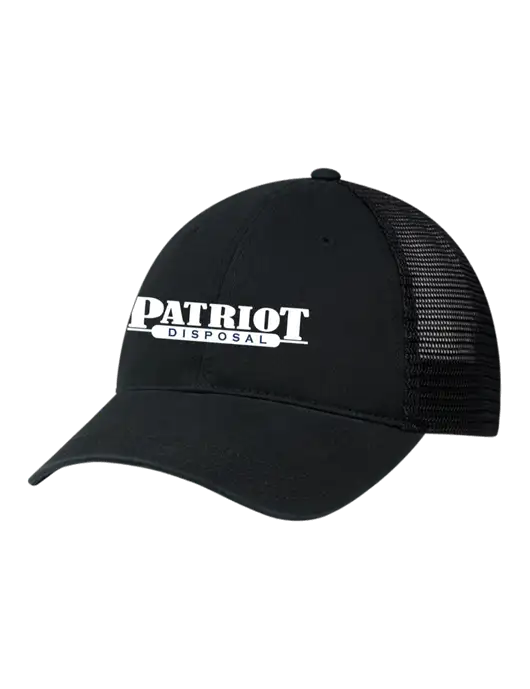 Richardson 111 Garment Washed Trucker Cap Black w/Black Mesh w/Patriot Disposal Logo