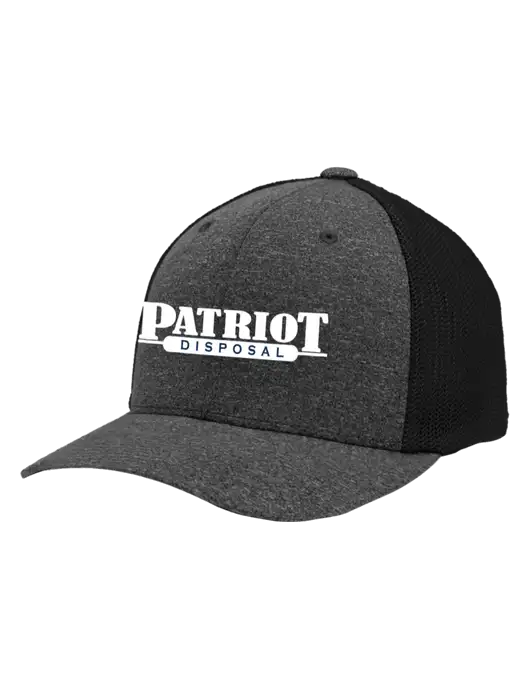 Flexfit Black/Dark Charcoal Heather Melange Mesh Back Trucker Cap w/Patriot Disposal Logo