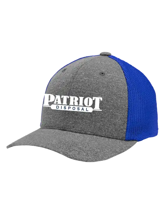Flexfit Royal/Medium Grey Heather Melange Mesh Back Trucker Cap w/Patriot Disposal Logo