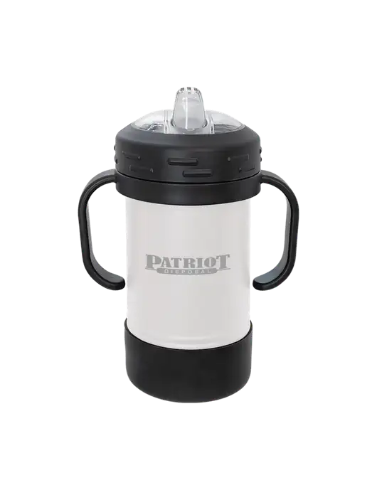 Polar Camel 10 oz Powder Coated White Sippy Cup w/Patriot Disposal Logo