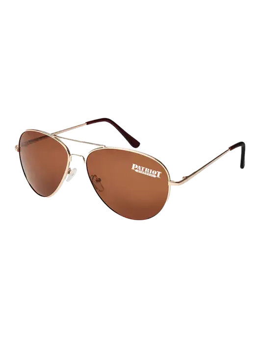 Aviator Coffee Brown with Gold Sunglasses  w/Patriot Disposal Logo