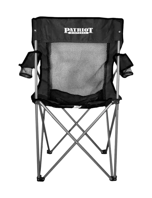 Titan Black/Black Mesh Folding Chair w/Patriot Disposal Logo