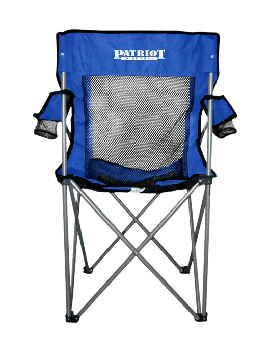 Titan Dark Royal Blue/Black Mesh Folding Chair w/Patriot Disposal Logo
