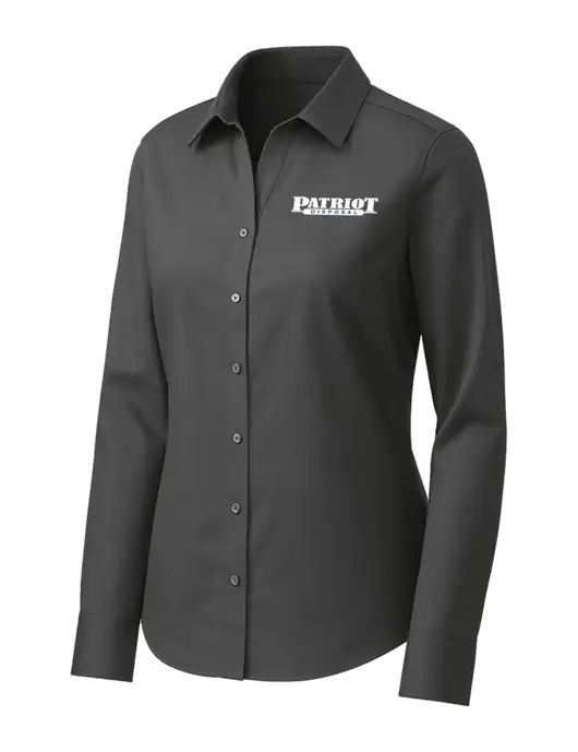 Brooks Brothers Womens Dark Grey Wrinkle-Free Stretch Pinpoint Shirt w/Patriot Disposal Logo