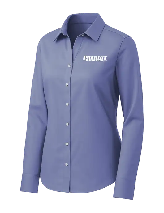 Brooks Brothers Womens Royal Blue Wrinkle-Free Stretch Pinpoint Shirt w/Patriot Disposal Logo