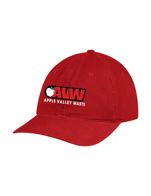 Garment Washed Unstructured Twill Red Cap w/Apple Valley Logo