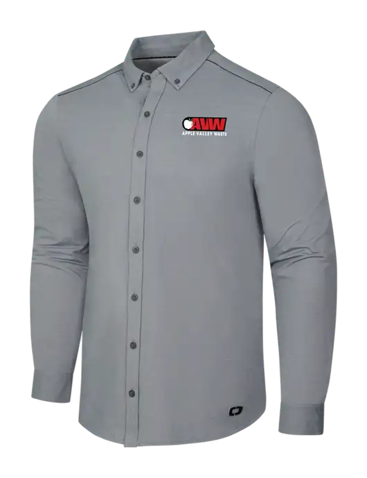 OGIO Medium Grey Heather Modern Code Stretch Button-Up Shirt w/Apple Valley Logo