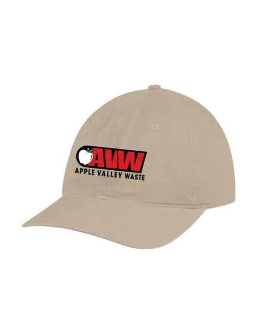 Garment Washed Unstructured Twill Tan Cap w/Apple Valley Logo