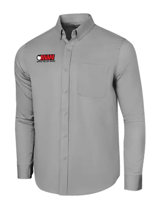 Long Sleeve Light Grey Superpro React Twill Shirt w/Apple Valley Logo