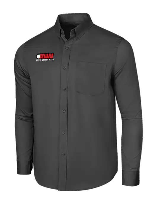 Long Sleeve Dark Grey Superpro React Twill Shirt w/Apple Valley Logo