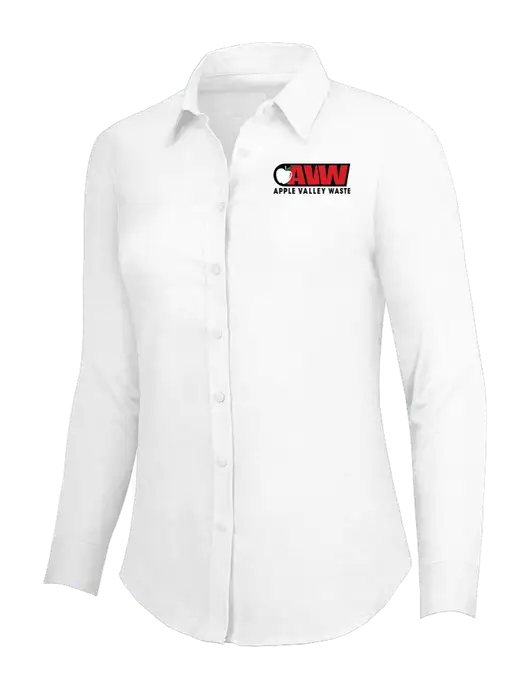 White Womens SuperPro Oxford Shirt w/Apple Valley Logo