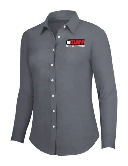 Dark Grey Womens SuperPro Oxford Shirt w/Apple Valley Logo