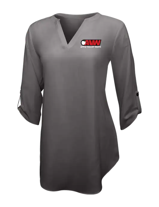 Dark Grey Womens 3/4 Sleeve Tunic Blouse w/Apple Valley Logo