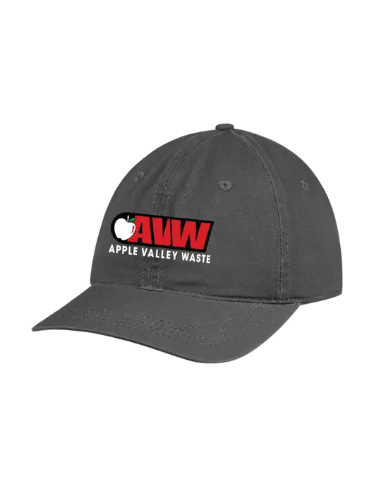 Garment Washed Unstructured Twill Charcoal Cap w/Apple Valley Logo