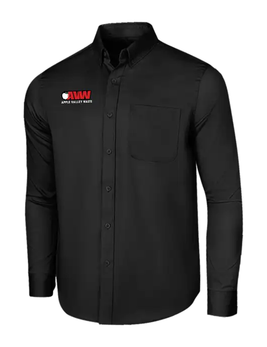 Long Sleeve Deep Black Superpro React Twill Shirt w/Apple Valley Logo